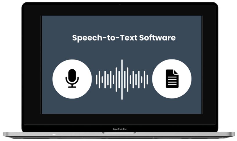 Aiken Voice speech-to-text software on a laptop